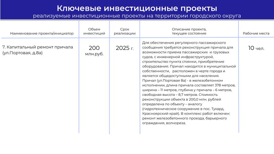 4. Муниципалитеты г.Северобайкальск КЛЮЧЕВЫЕ ИНВЕСТИЦИОННЫЕ ПРОЕКТЫ.